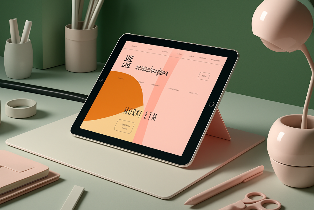 Jak stworzyć skuteczny landing page? Kompletny przewodnik krok po kroku Jak stworzyć skuteczny landing page - tablet na biurku na oliwkowym tle